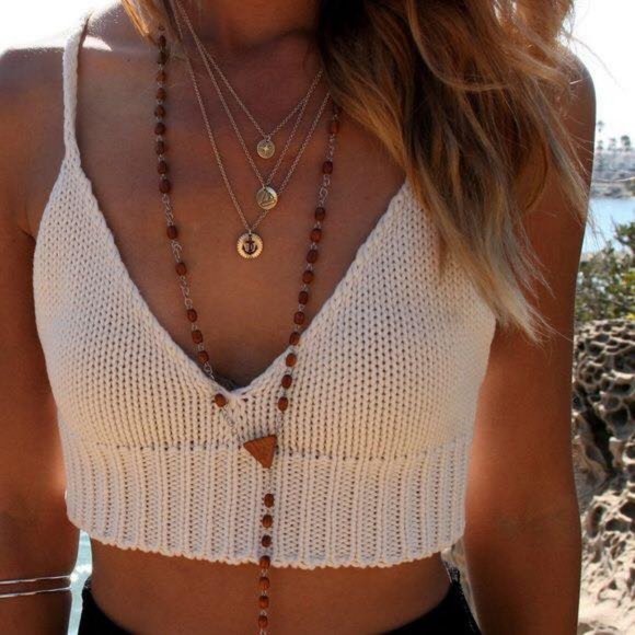 Brandy Melville Chelsea Knit Cropped Bralette Tank - Picture 6 of 6